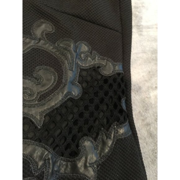 Tesoro Moda Womens Small Black Straight Bodycon Dress Embroidered Mesh Stretch - Picture 6 of 9